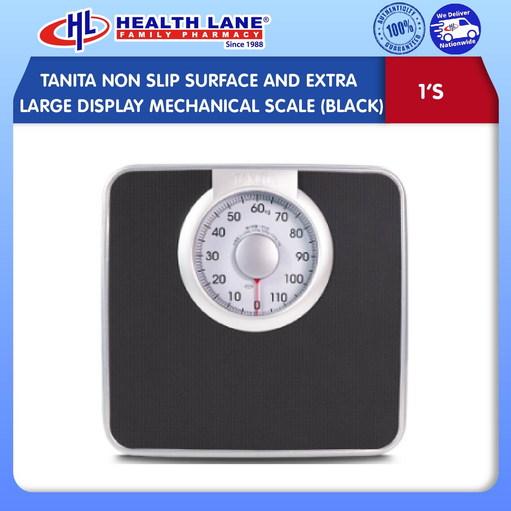 TANITA NON SLIP SURFACE AND EXTRA LARGE DISPLAY MECHANICAL SCALE (BLACK)